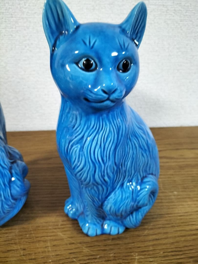 昭和レトロ　かわいいブルー 猫 ２体　最終値下げ