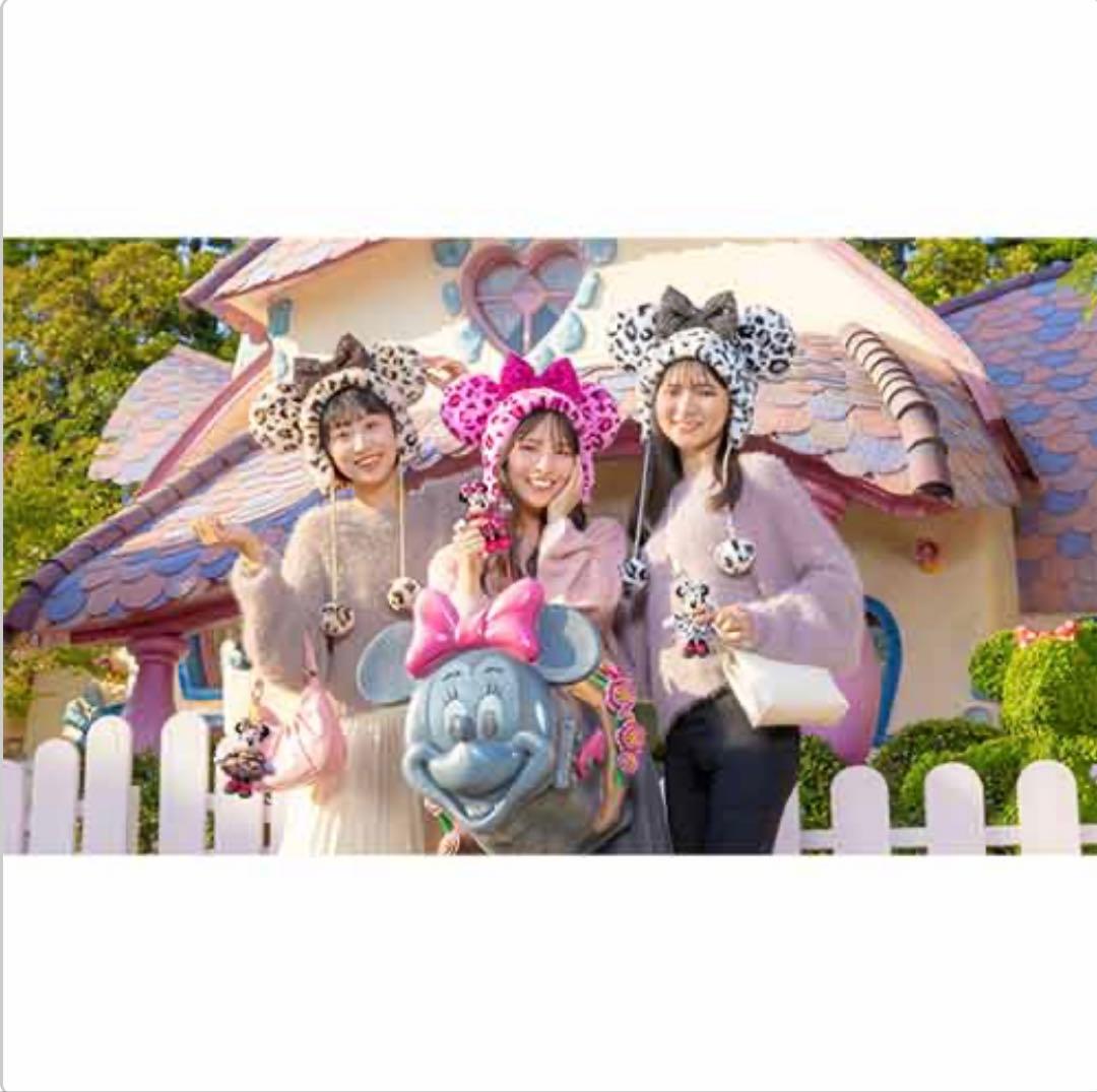 ディズニー ファンキャップ ヒョウ柄 ホワイト ピンク ブラウン 3点セット