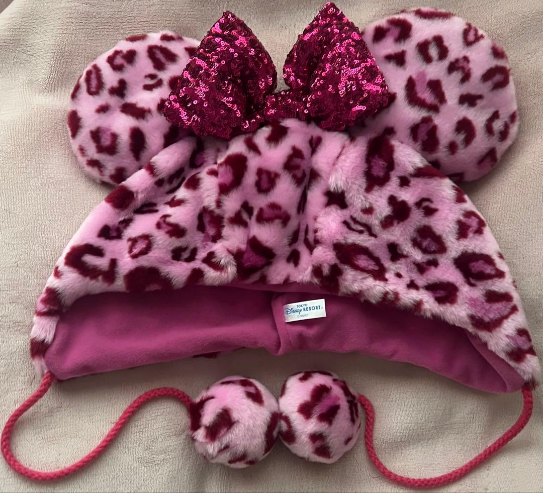 ディズニー ファンキャップ ヒョウ柄 ホワイト ピンク ブラウン 3点セット