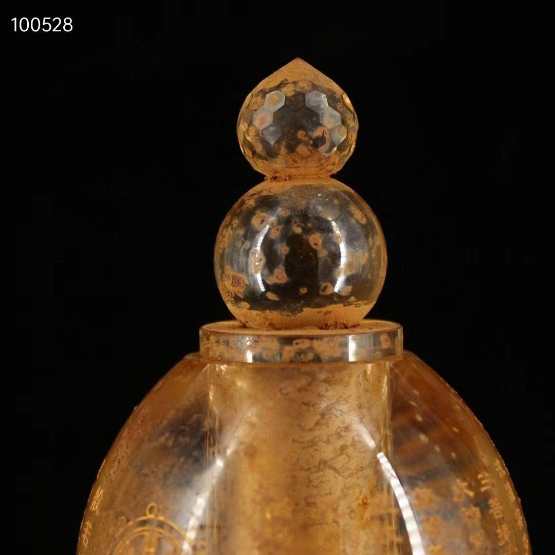 中国古美術・古水晶彫り描金般若心経舍利塔・金剛舍利子塔・極細工・仏舎利塔・仏陀