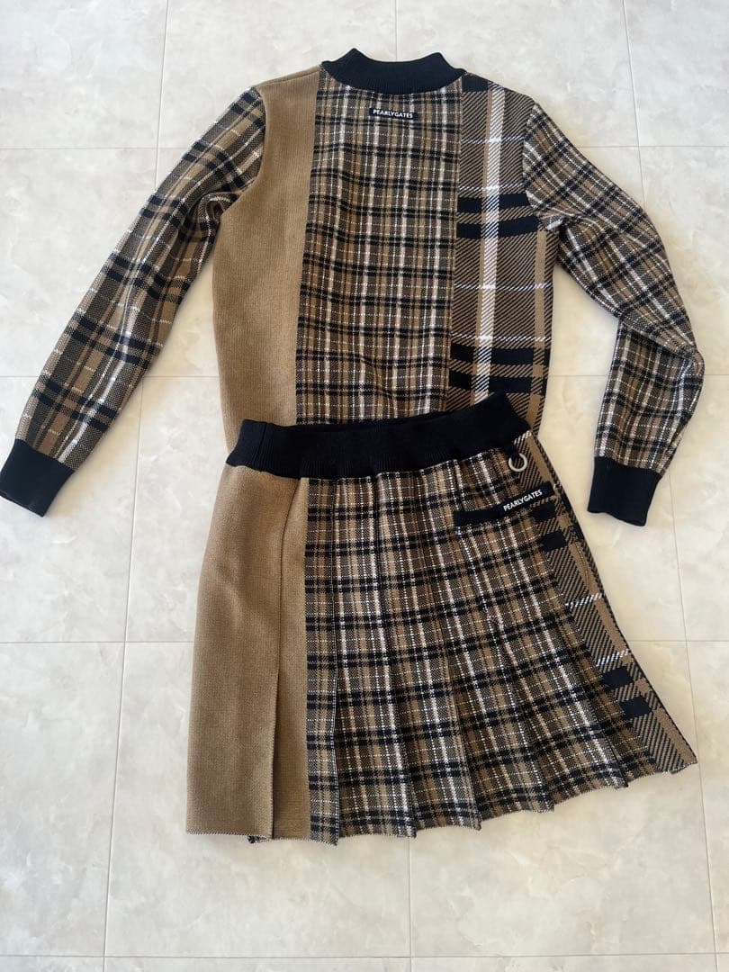 PEARLY GATES チェック柄 セーター・スカートセット