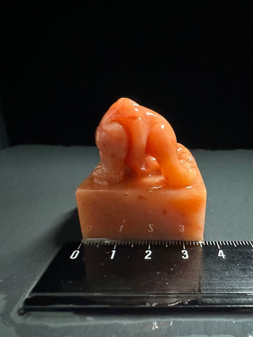 114 ラオス石　瑞獣貔貅　大印面　印材　印石　篆刻　書道　落款　雅号　箱付き