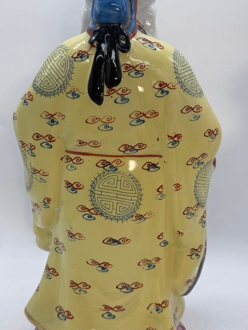 中国　景徳鎮製　色絵　禄星寿星像　送料込み251222