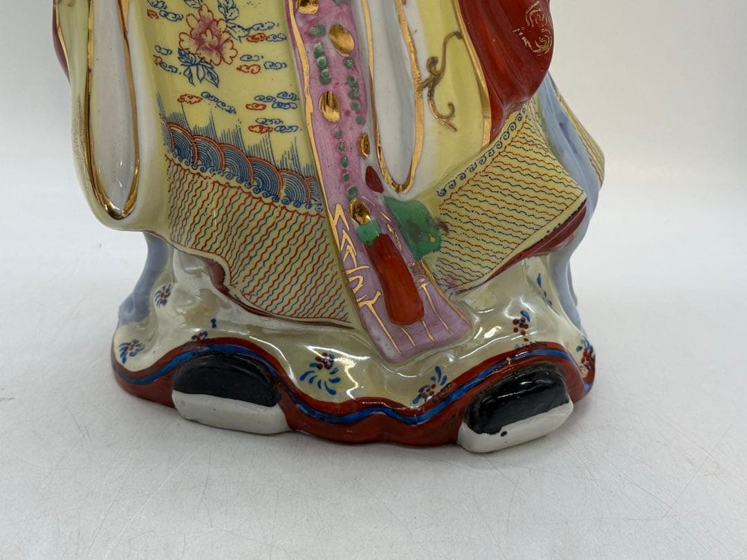 中国　景徳鎮製　色絵　禄星寿星像　送料込み251222