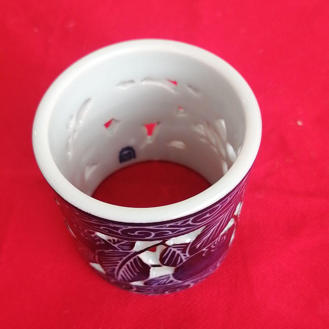 青華白磁透刻染付蓋置　高麗　茶道具　桐箱入り　茶道具