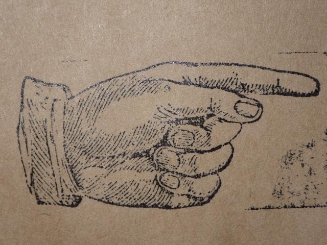 ポインティングハンド★メタル★スタンプ★16★イギリス★ビンテージ★指差し★