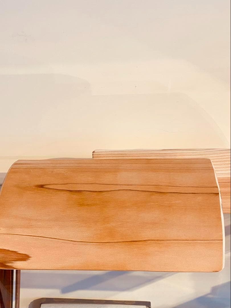 金山杉のクォーターラウンドヨガブロック　2個セット