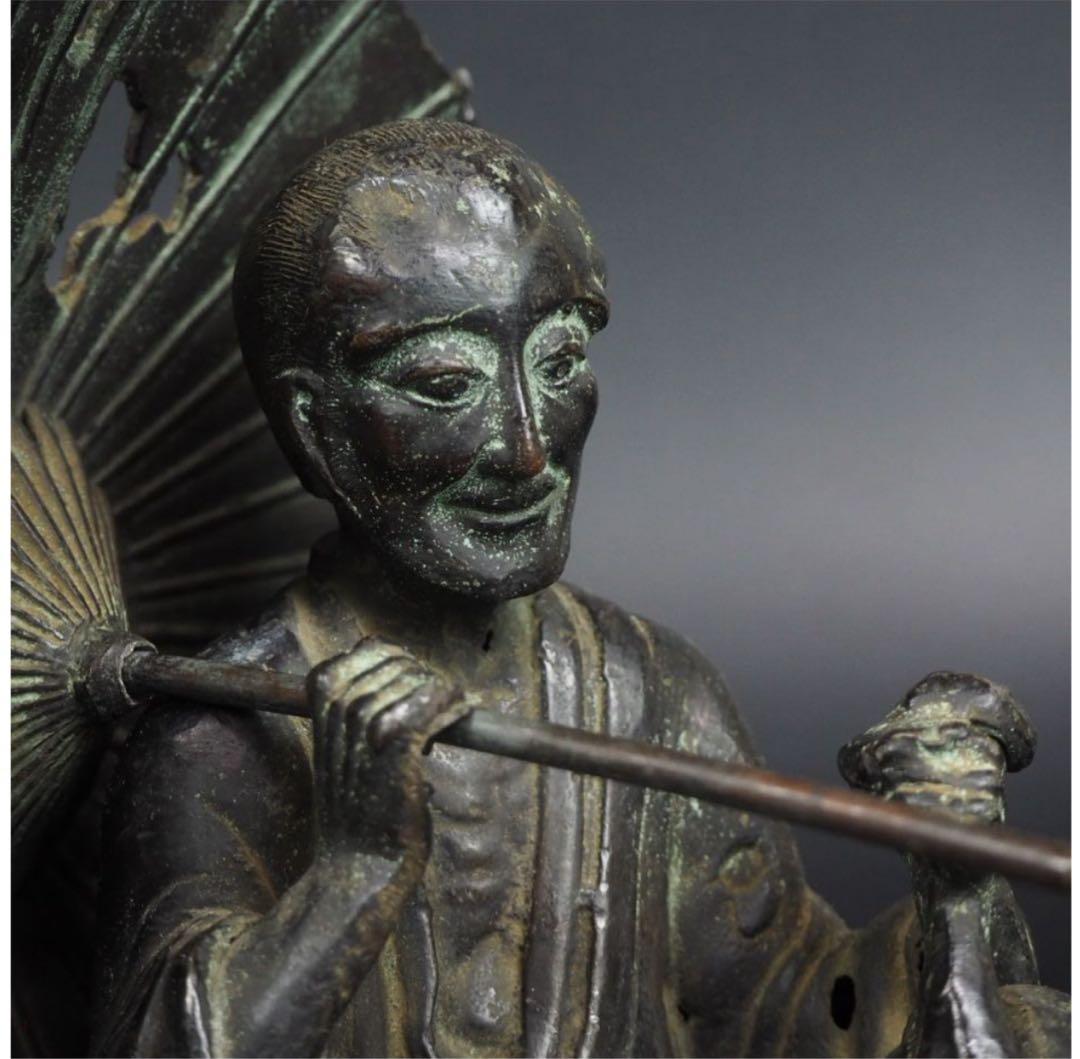 勝俣博　送料無料　時代物　良寛僧侶像　木箱付