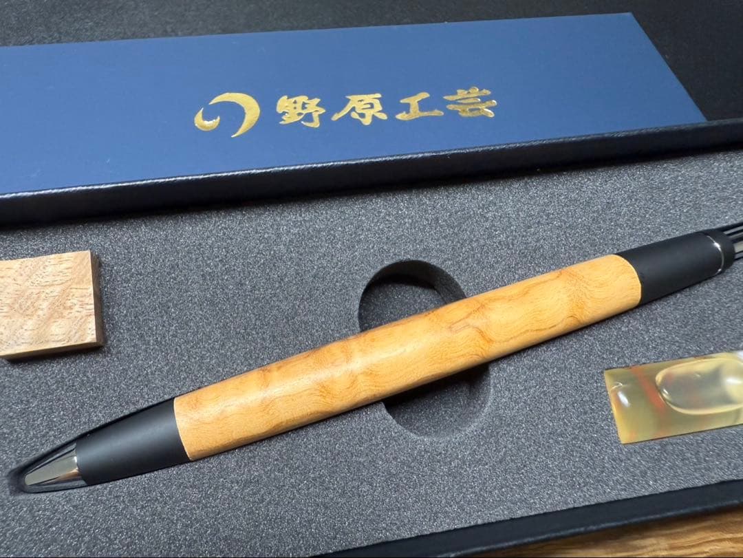 【新品・未使用】野原工芸 オリーブ杢 新型シャープペンシル　シルバー金具