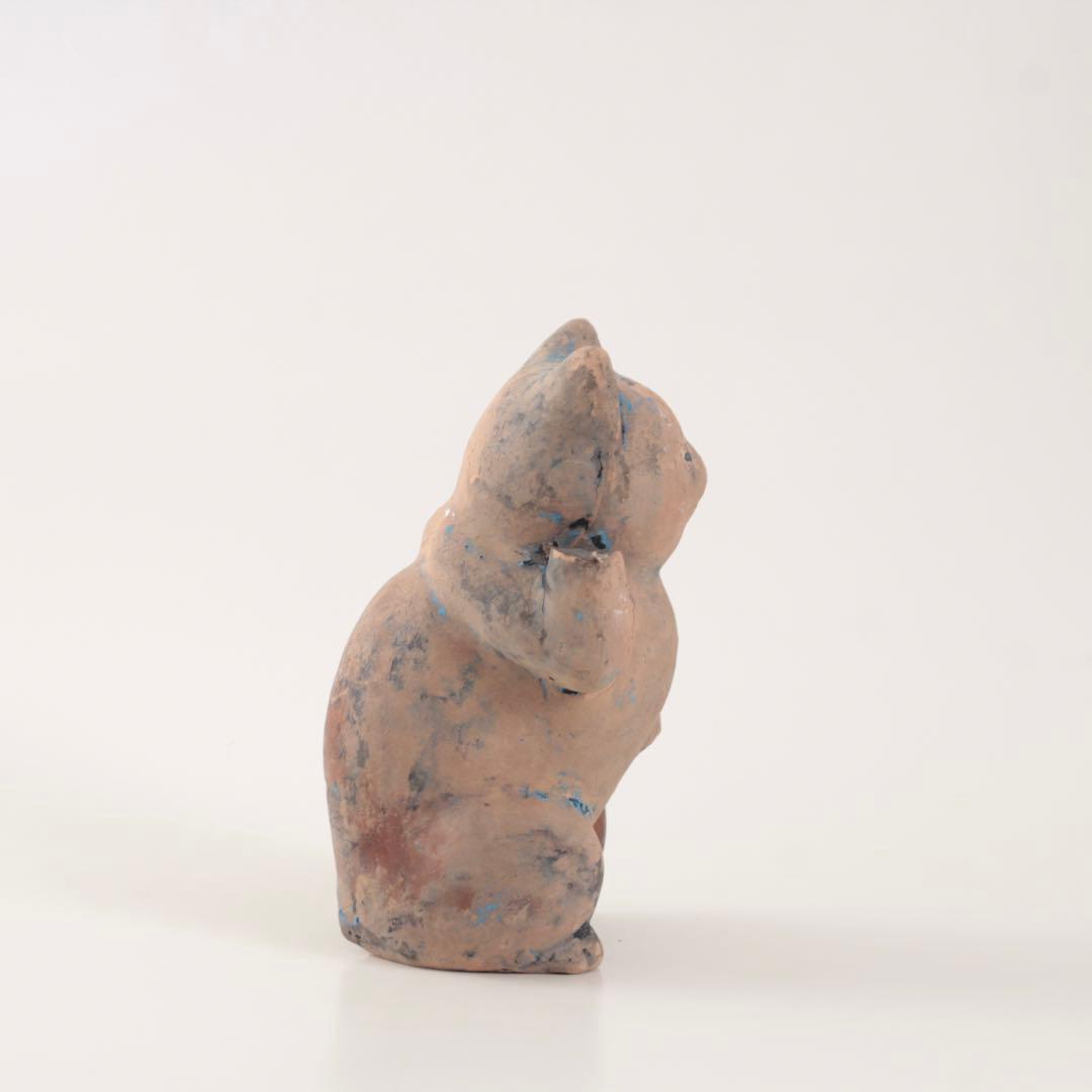 古い 土人形 招き猫 今戸焼？ 民芸 郷土人形 古道具 アンティーク