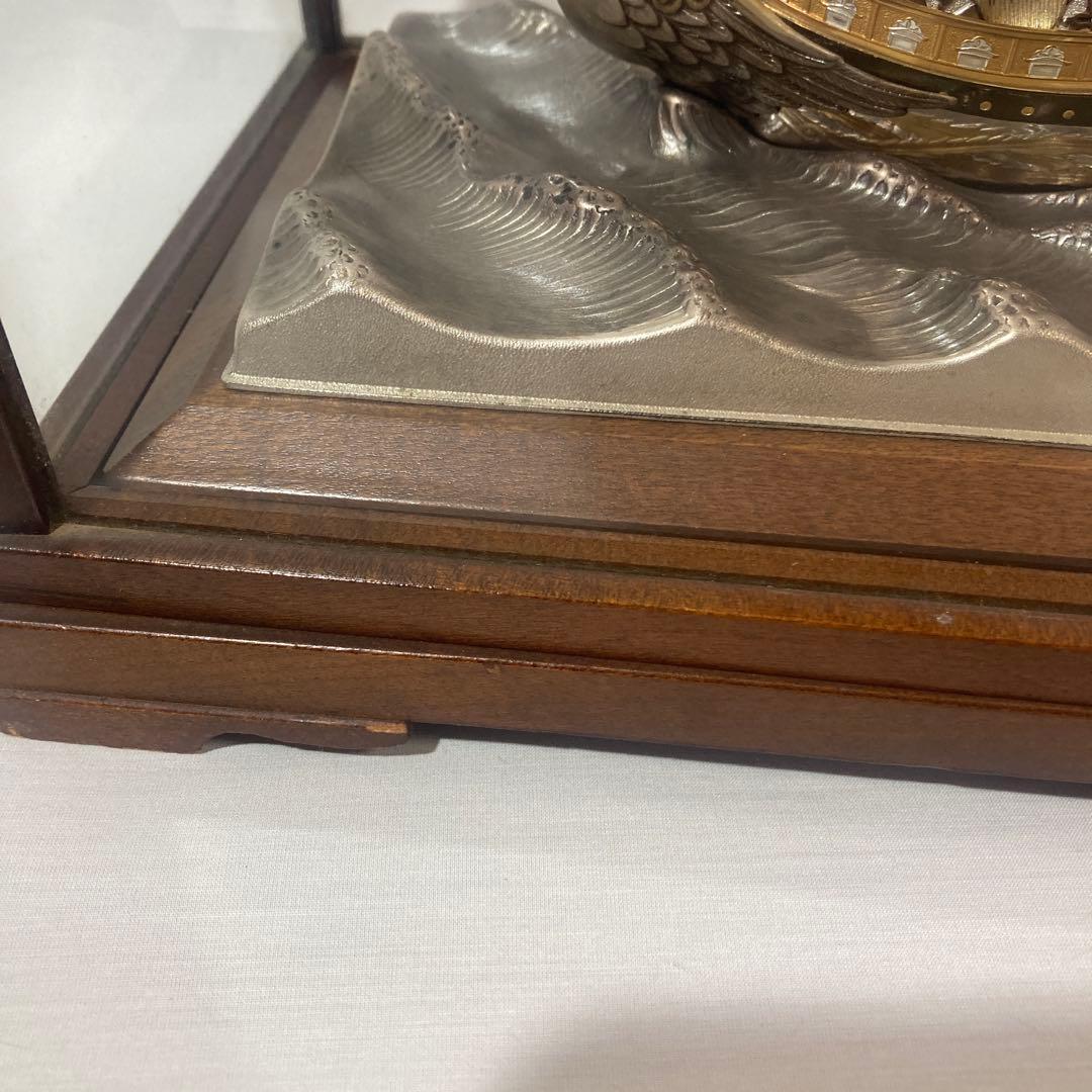 スターリング960製宝船の彫刻 ガラスケース付き関工芸141g 断捨離　大掃除