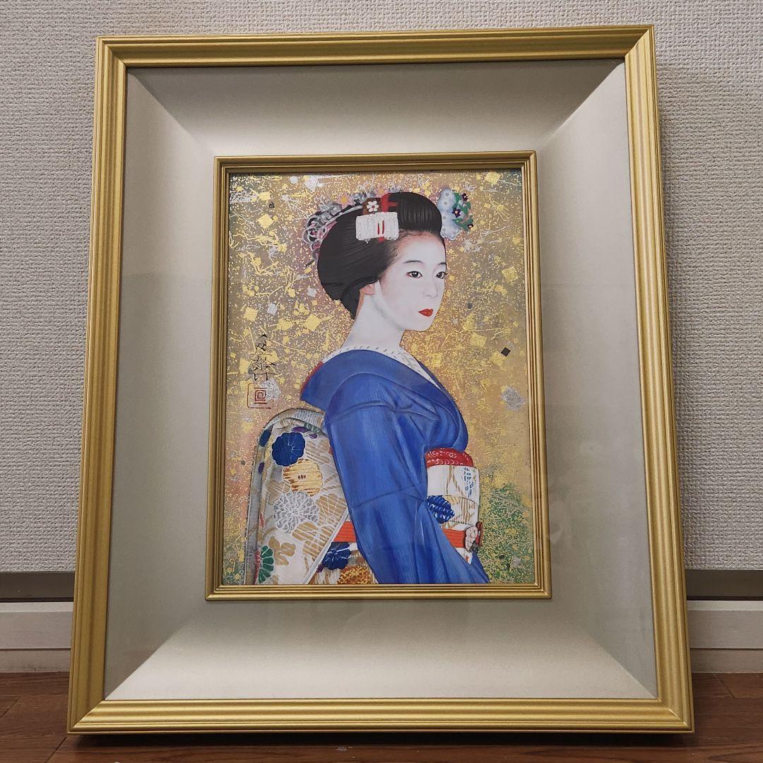 青山亘幹　祗園会の頃　日本画　芸者　舞妓　金箔　銀箔