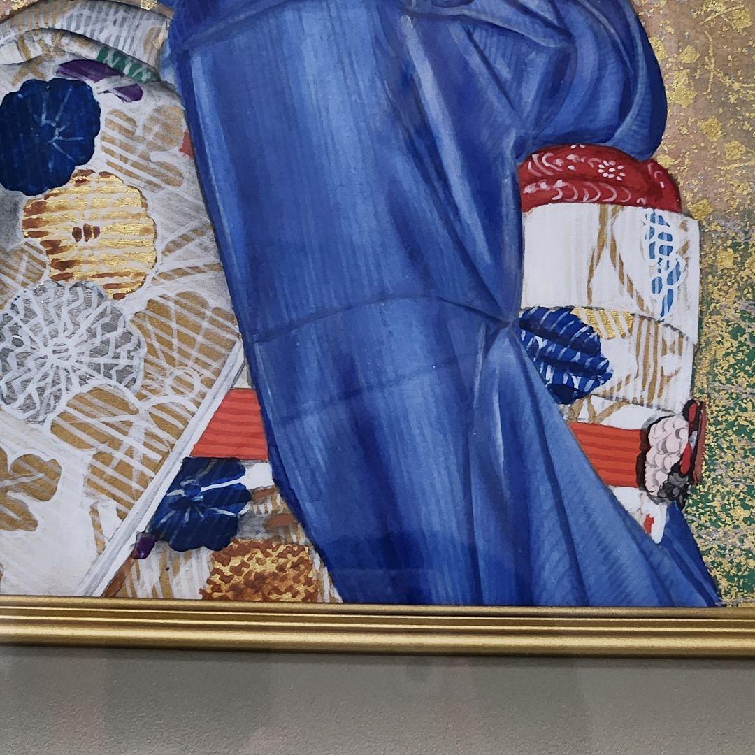 青山亘幹　祗園会の頃　日本画　芸者　舞妓　金箔　銀箔