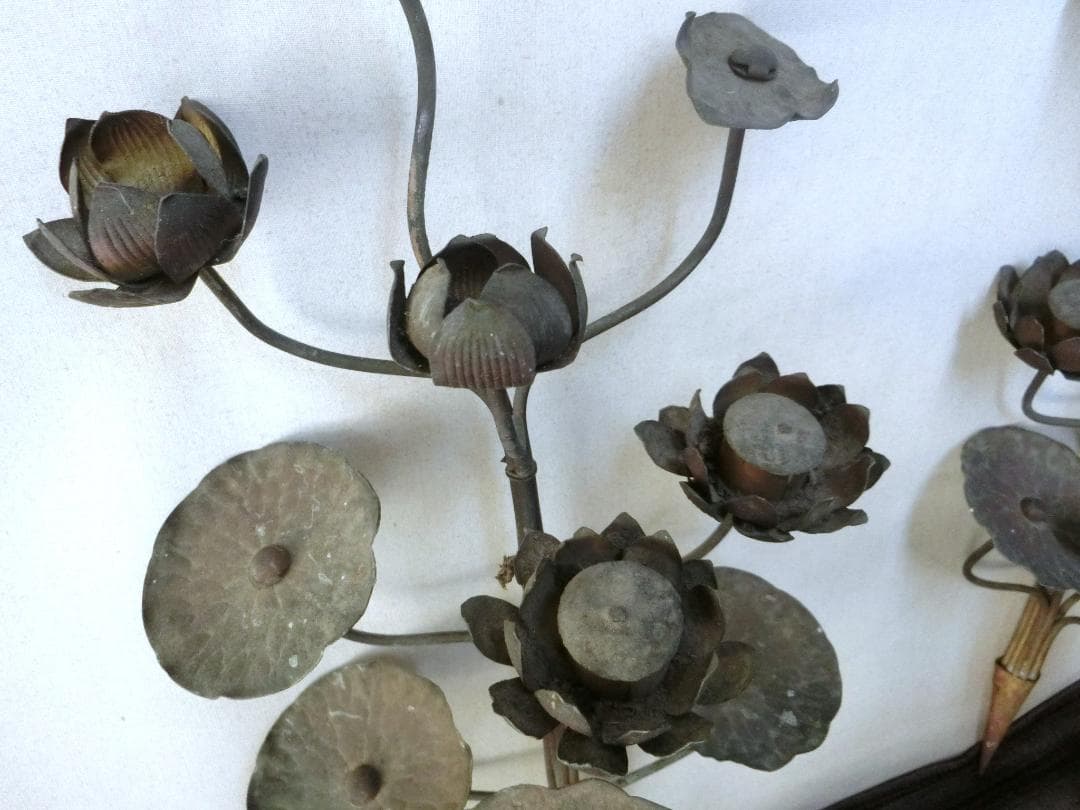 仏教美術！【仏具　華籠　けご　4点　蓮花１対・K20・骨董】仏　佛　恵比寿大黒