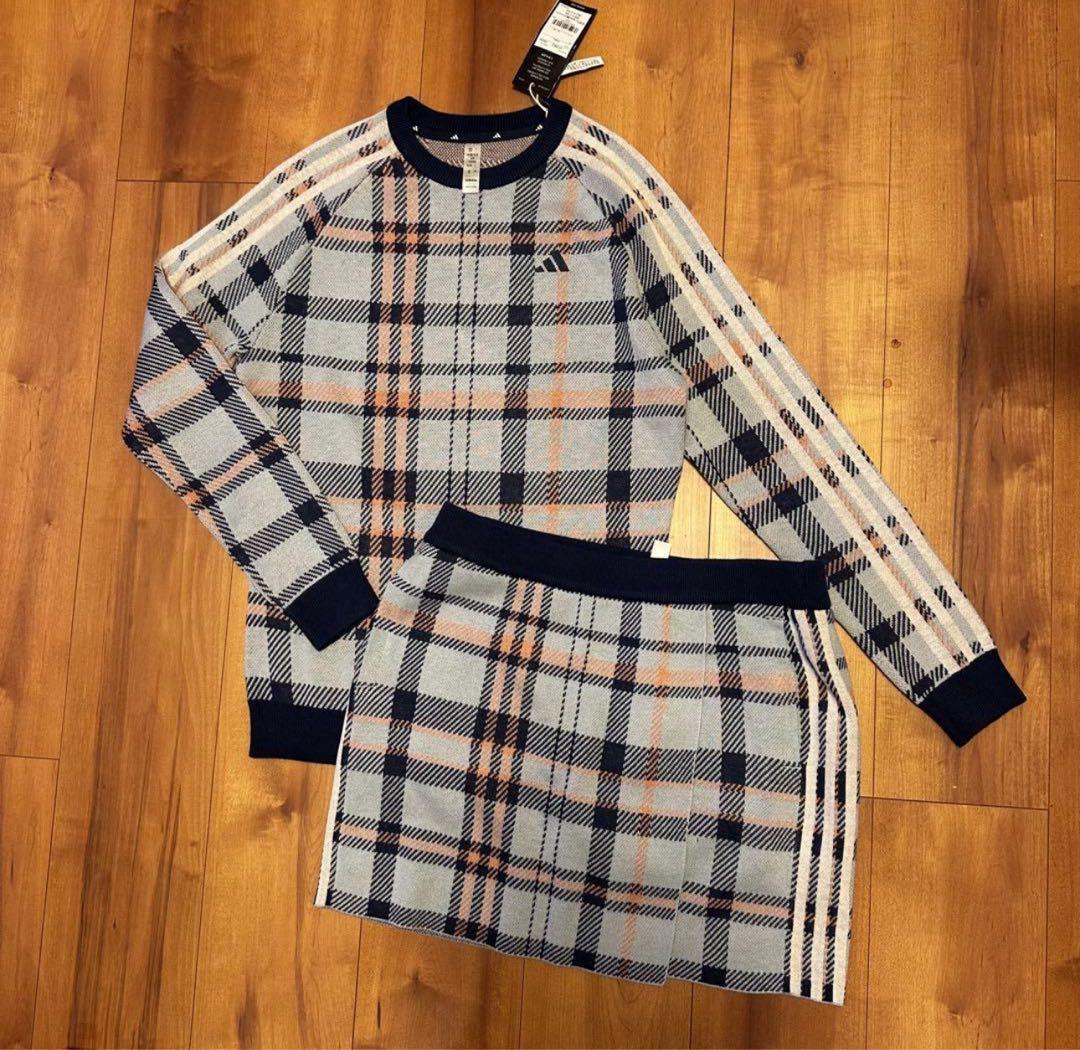 タータンチェック　長袖　セーター　巻きスカート　セットアップ　サイズS 新品