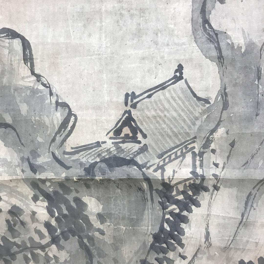 谷文晁/山水人物図/山水図/楼閣山水図/古画/掛軸/名家伝来/AE-132