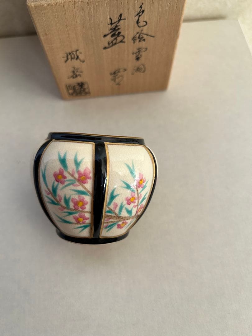 2点セット色絵一閑人共箱茶道具 色絵雪洞 蓋置 茶道具