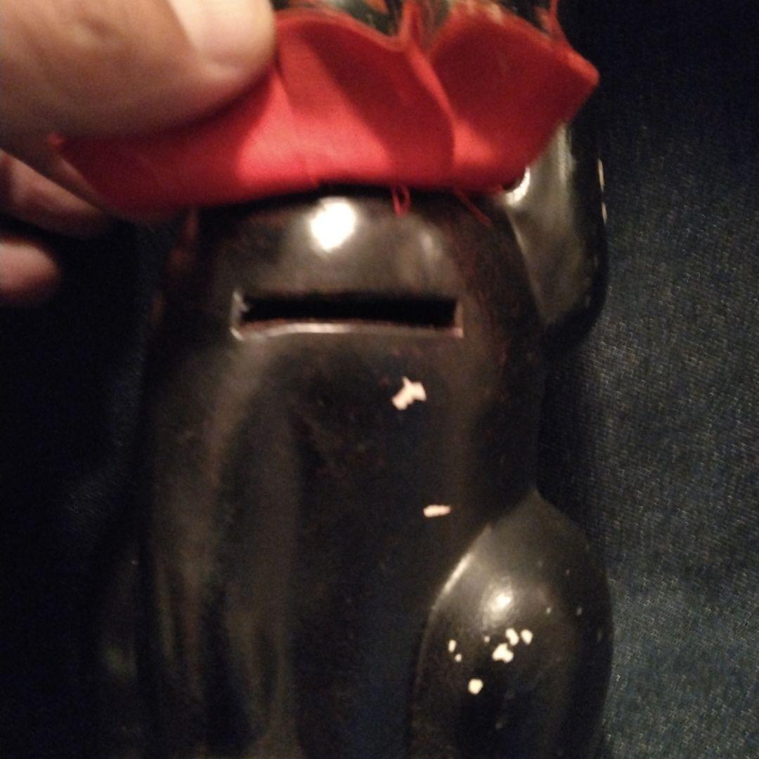 昭和レトロ　黒い招きネコ　貯金箱　当時　開運　ビンテージ