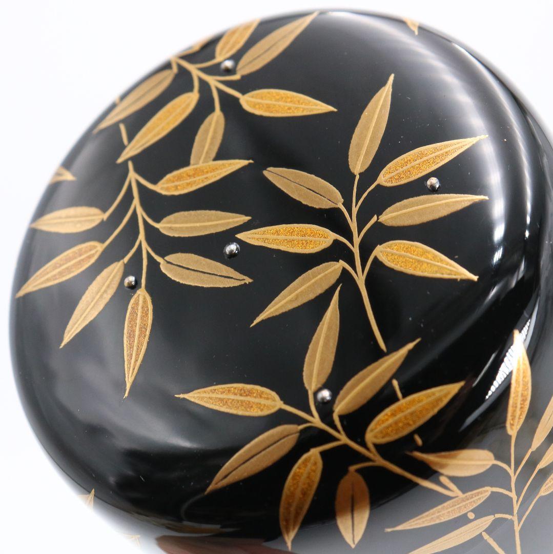 蒔絵師 筑城良斉作 笹露 大棗 茶道具 共箱　V934　N8