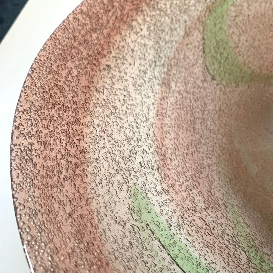 【新品未使用】　稲嶺盛吉　琉球ガラス　大皿　吹き泡ガラス