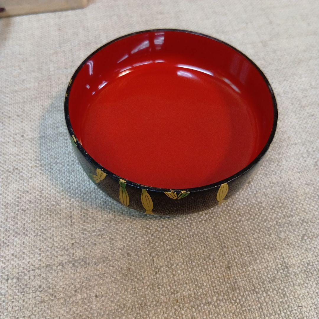 竹模様の黒い茶道具棗　未使用長期保管品　黒内朱 木賊