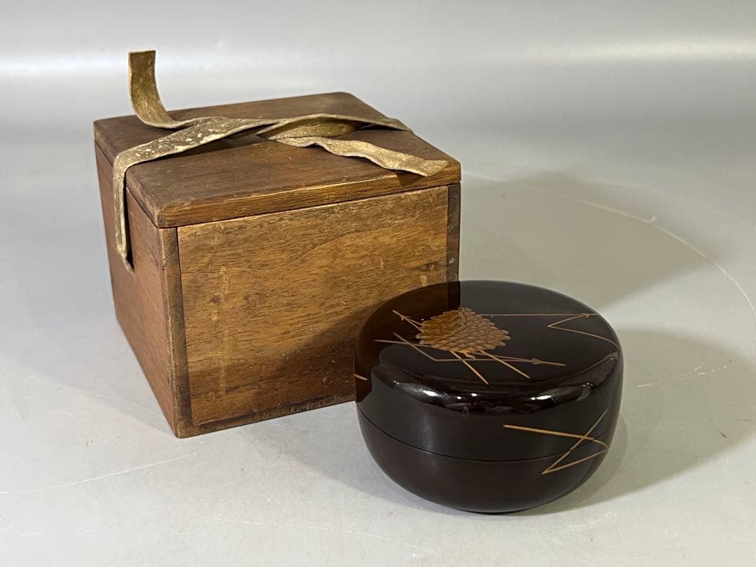 DT736 茶道具 松葉蒔絵 平棗 時代物