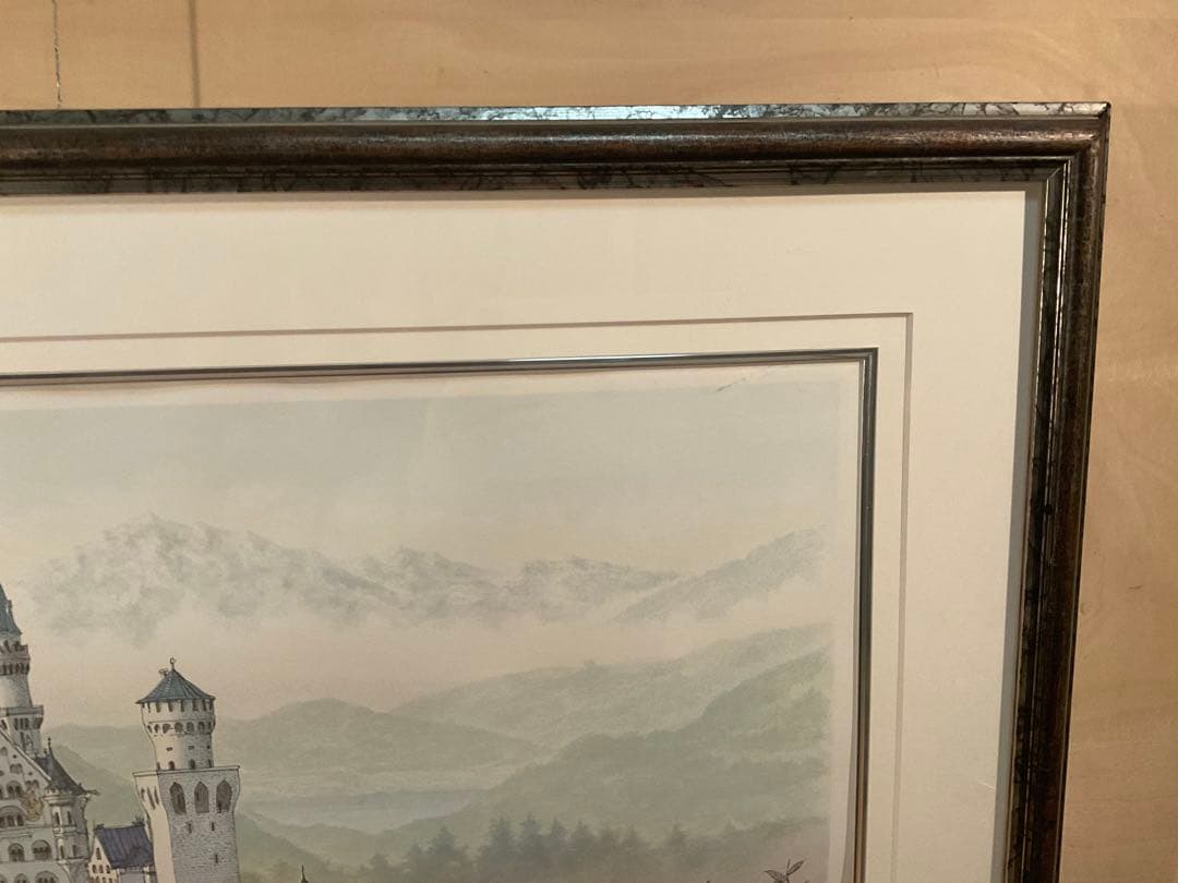 織田義郎　「ノイシュバンシュタイン城」　リトグラフ　直筆サイン・エディション有り