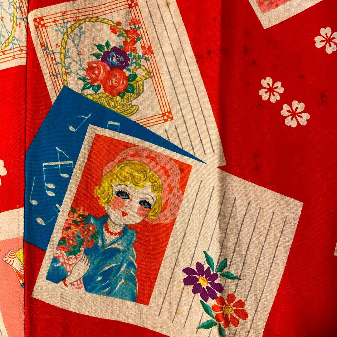 朱赤地ビィンテージ長襦袢