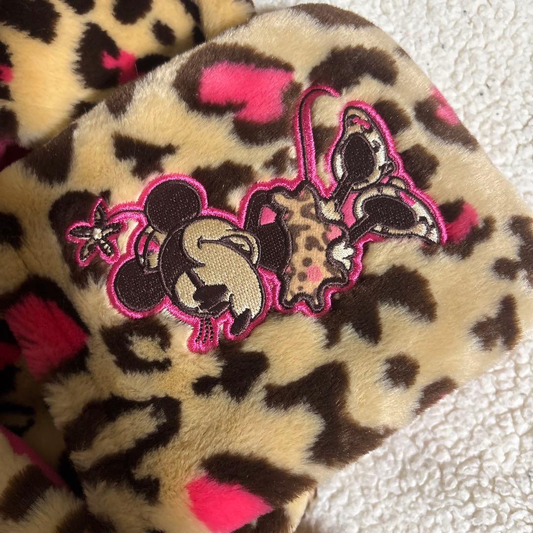 ディズニー ヒョウ柄ミニーマフラーキャップ