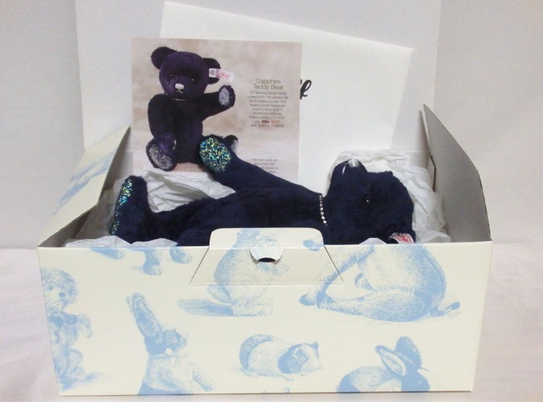 美品steiffシュタイフ/ スワロフスキークリスタル「サファイア・テディベア」