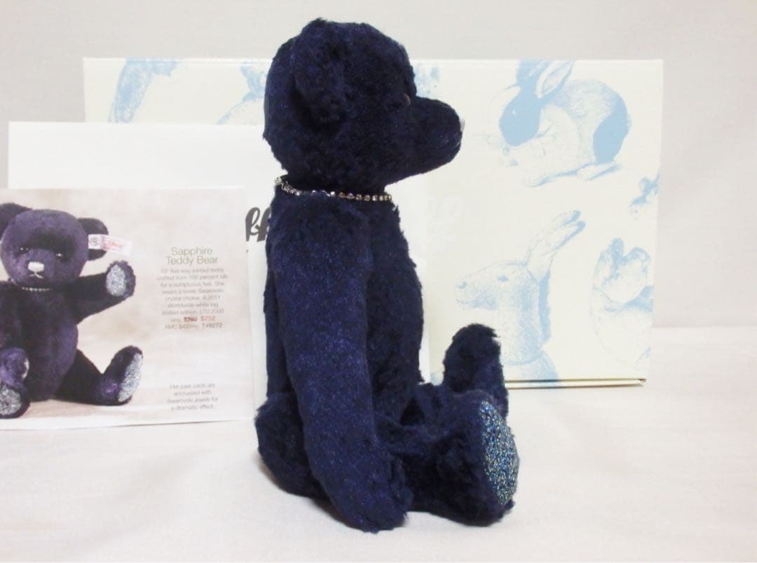 美品steiffシュタイフ/ スワロフスキークリスタル「サファイア・テディベア」
