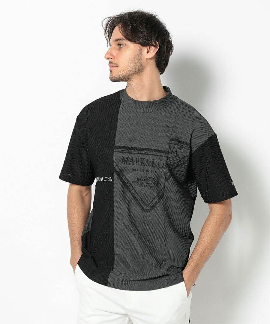 2025 美品 ★ MARK&LONA モックネック シャツ マーク&ロナ 黒