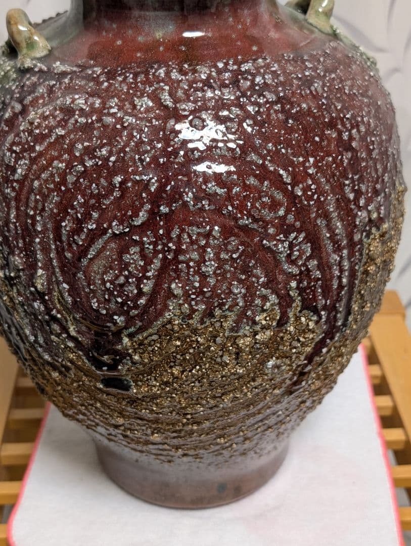 花瓶　インテリア　火色 　　石はぜ　焦げ　自然釉　信楽