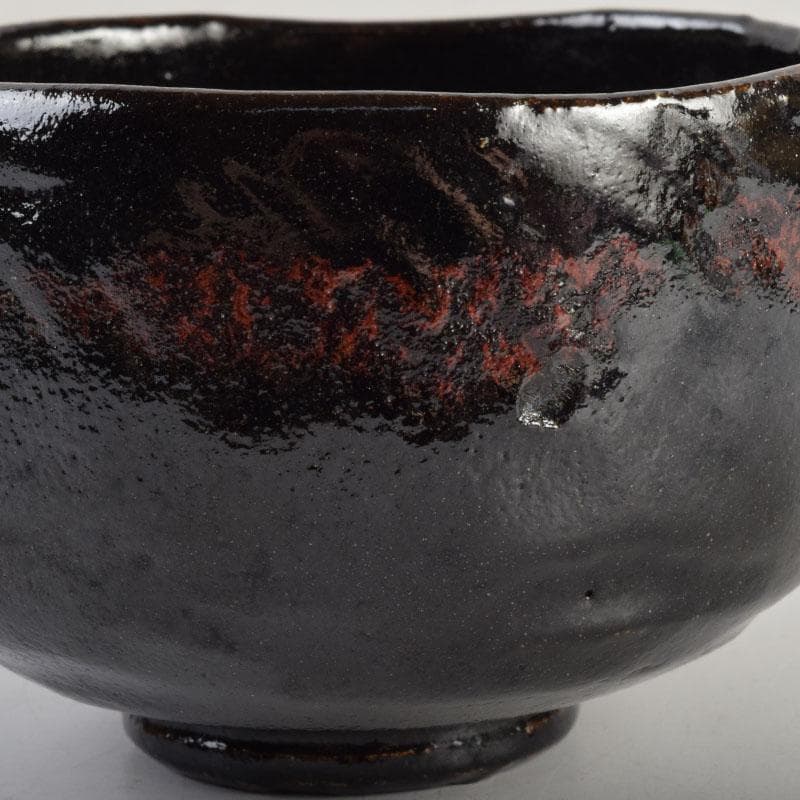 茶道具　八事窯　一休庵　中村道年造　黒楽茶碗　共箱　C　8879