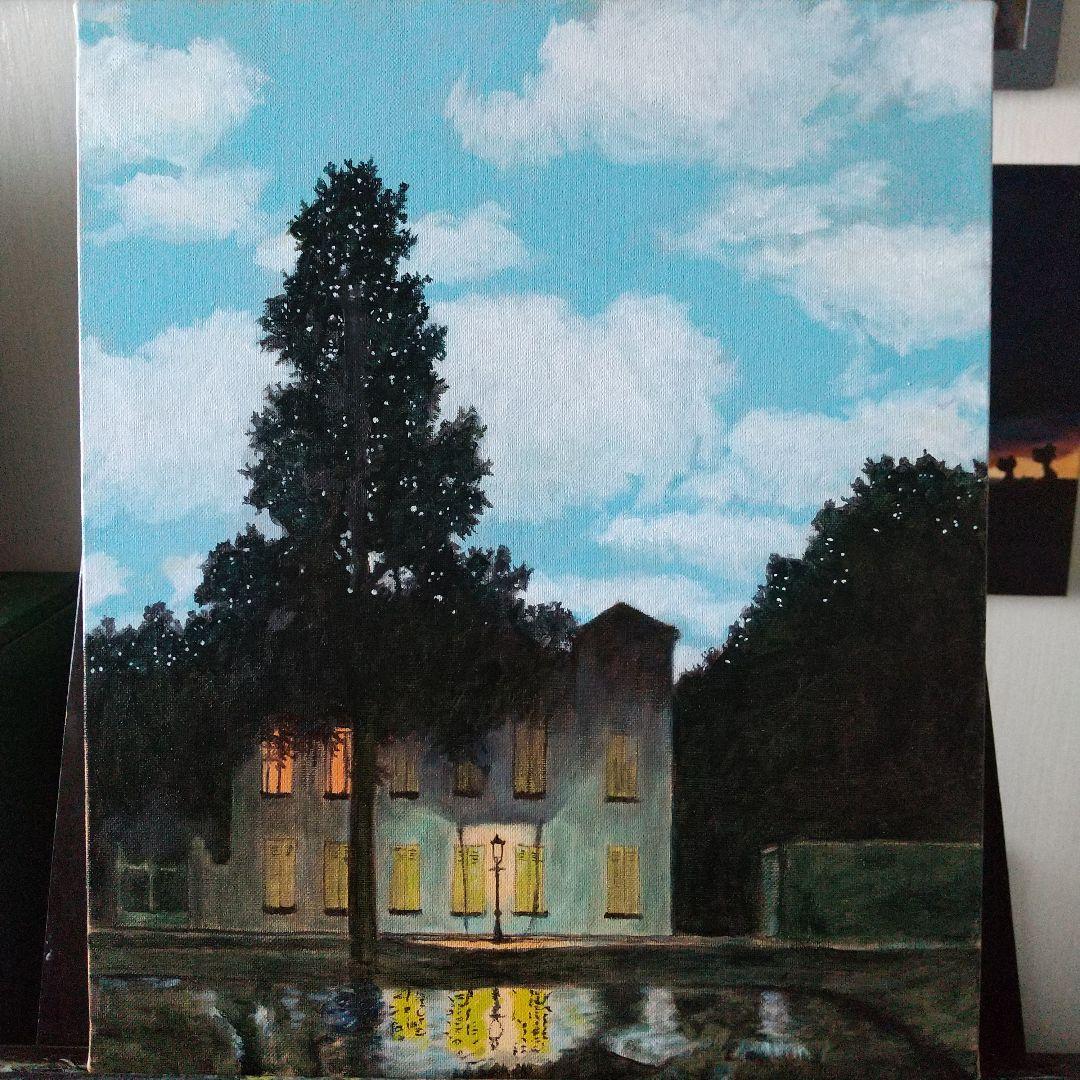 油絵 マグリット 光の帝国 模写 8号 F8 油彩画