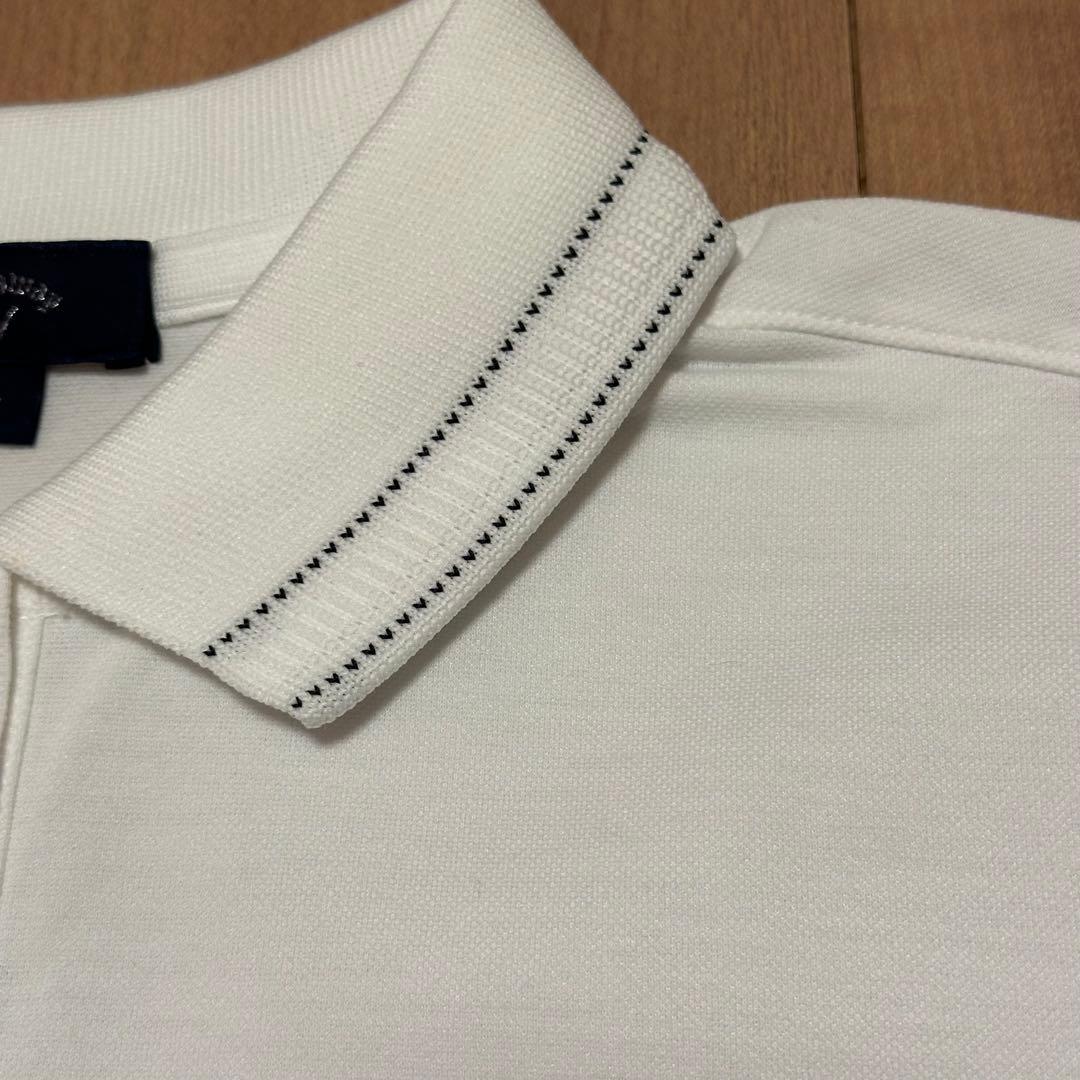 サイドプリーツスカート　半袖　ポロシャツ　春夏　ホワイト×ネイビー　セットアップ