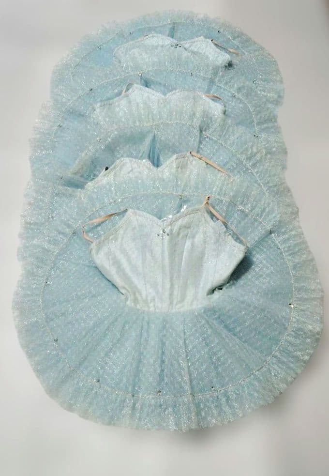 バレエ　水色チュチュ訳あり4着 ボン26cm　冠、袖付き　120〜130