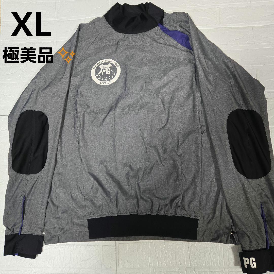 パーリーゲイツ 両面ロゴ　ナイロンジャケット　プルオーバー　グレー　 XL
