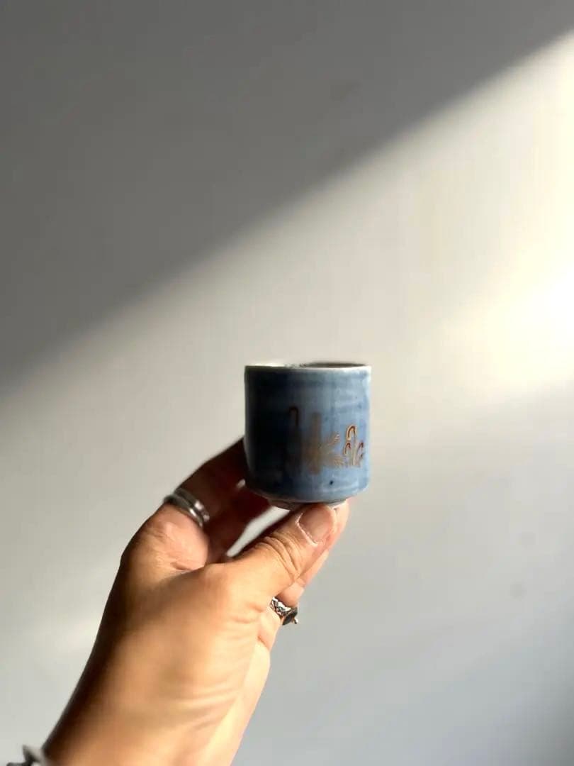 331 骨董 アンティーク 古伊万里 薄瑠璃金彩 のぞき猪口 4点組 幕末