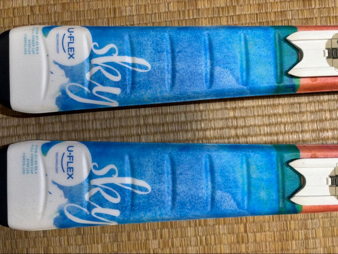 エランスキー板 130cmピンク/青 + スキー用伸縮ポール 80〜100cm