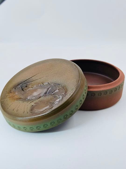 【今井政之】釉彩海老文　喰籠　桐共箱　布　栞　底部在銘　茶道具