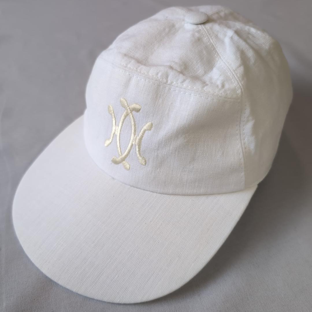 雰囲気抜群 HERMES リネンキャップ 白 58 フランス製 d63