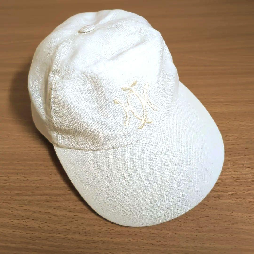 雰囲気抜群 HERMES リネンキャップ 白 58 フランス製 d63