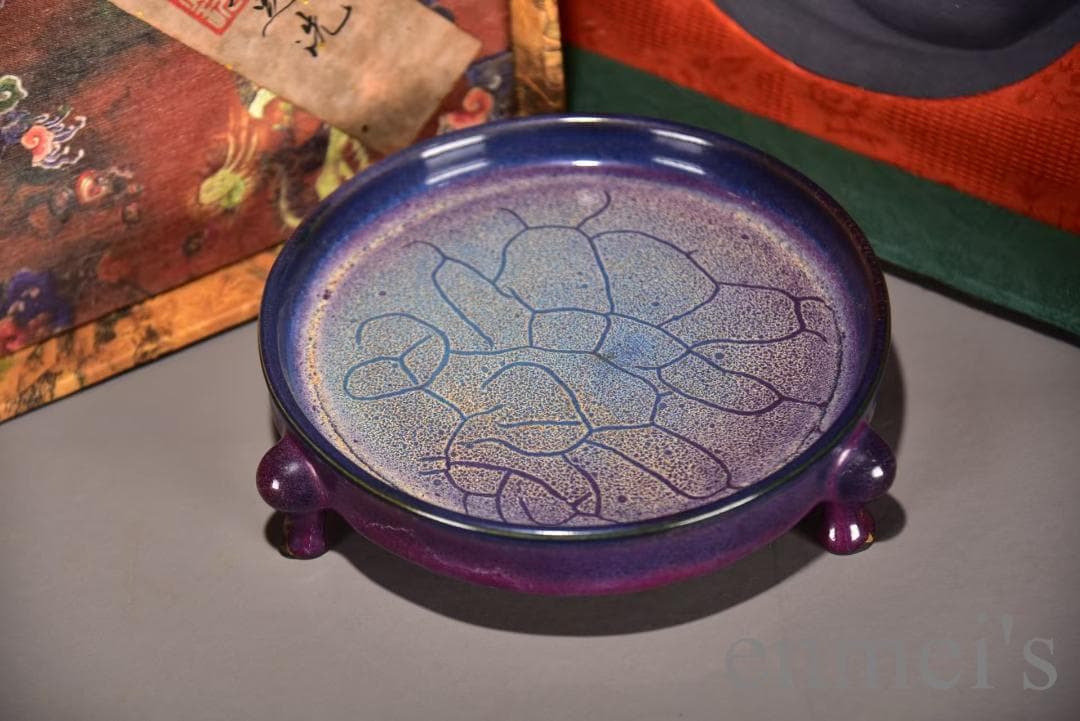 中国古美術 宋・鈞窯 紫紅釉 三足洗 壺 茶道具 古陶磁 骨董品 唐物 時代物