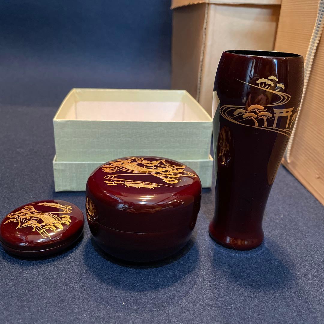 「茶箱」『溜塗の住吉蒔絵 利休茶箱』です。共箱※美品　茶道具