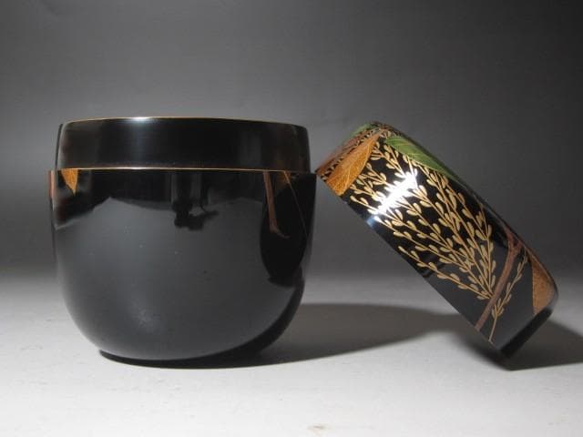 【セール】☆　柿木章　椿蒔絵大棗　裏千家　十五代　鵬雲斎の花押☆y387