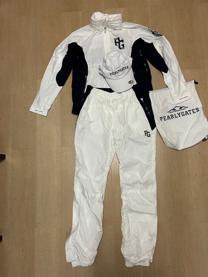 【新品未使用】パーリーゲイツレインウェア　白×ネイビーPEARLY GATES