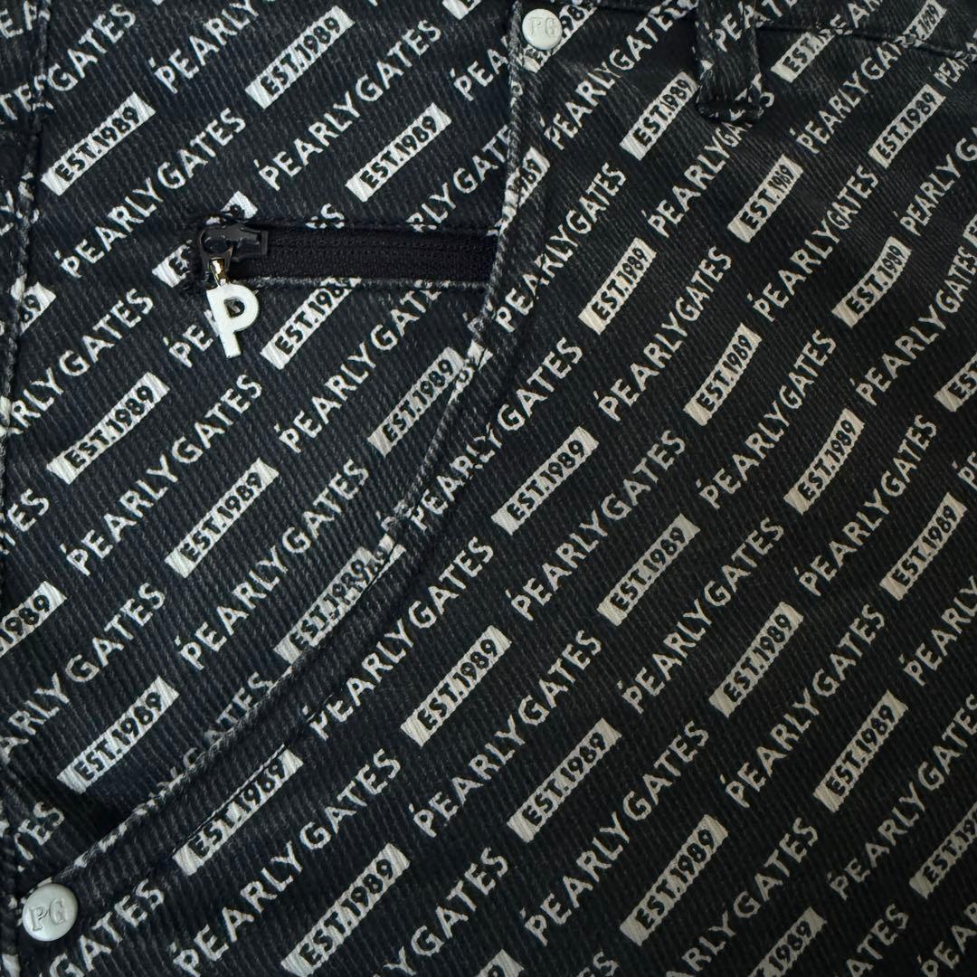 パーリーゲイツ　パンツ　総柄　L〜XL相当　紺　ネイビー　白　コットン素材　5