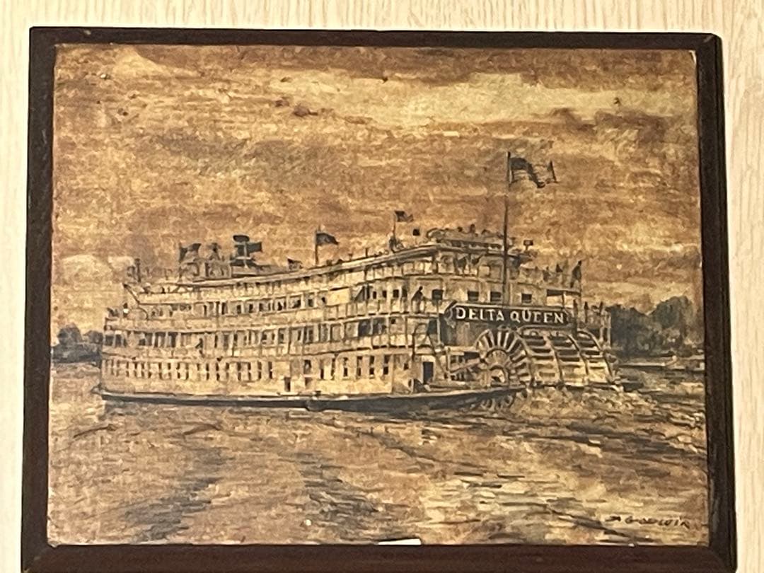 DELTA QUEEN 木版画 約19cm x 24cm