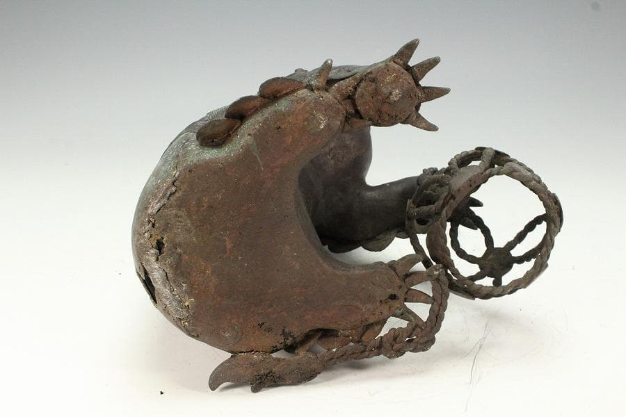 古銅 獅子 香炉 置物 時代物 骨董(K-YC451)